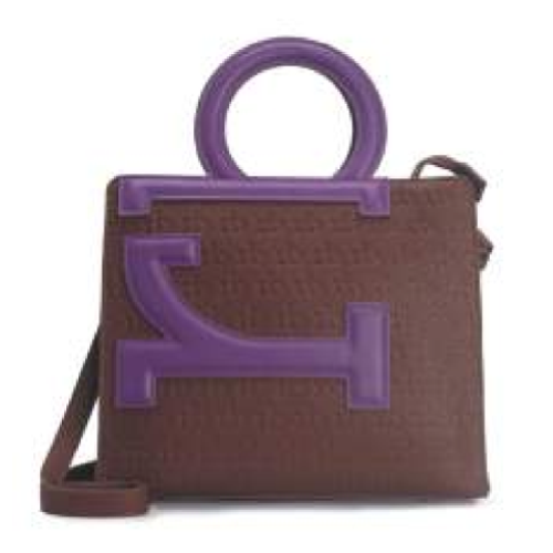 BORSA BROWN/BLACK  MANICO TONDO CON TRACOLLA