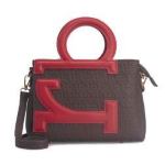BORSA BROWN/RED MANICO TONDO CON TRACOLLA