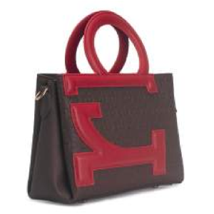 BORSA BROWN/RED MANICO TONDO CON TRACOLLA