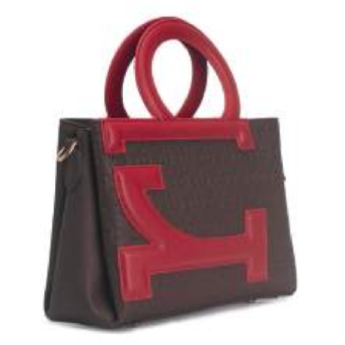 BORSA BROWN/RED MANICO TONDO CON TRACOLLA