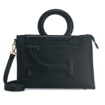 BORSA TOTAL BLACK MANICO TONDO E TRACOLLA