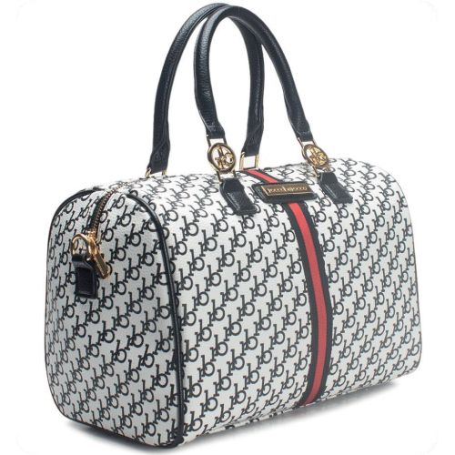 BORSA BAULETTO WHITE/BLACK PRINTING STRISCIA RED CENTRALE