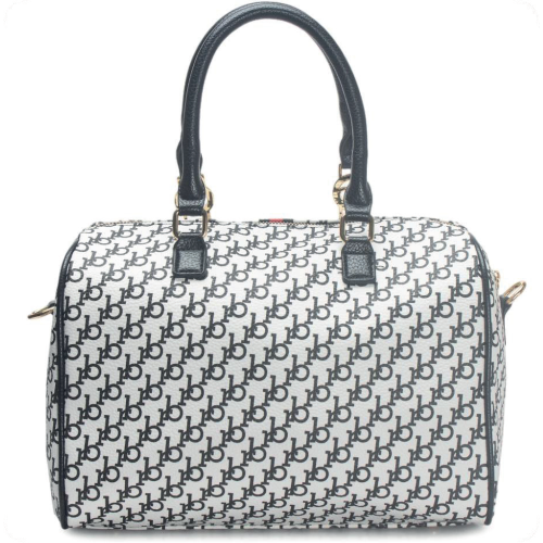 BORSA BAULETTO WHITE/BLACK PRINTING STRISCIA RED CENTRALE