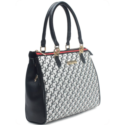 BORSA BROWN/BLACK PRINTING STRISCIA RED IN ALTO E TRACOLLA