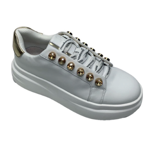 SCARPA WHITE CON BORCHIE GOLD