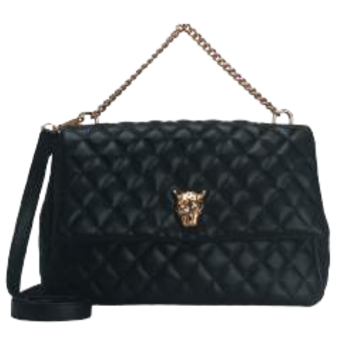 BORSA TRAPUNTATA CON LEOPARD MANICO A CATENA ORO