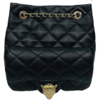 BORSA BLACK TRAPUNTATA CON LEOPARD SUL TASCHINO