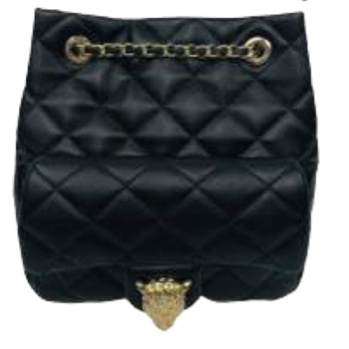 BORSA BLACK TRAPUNTATA CON LEOPARD SUL TASCHINO