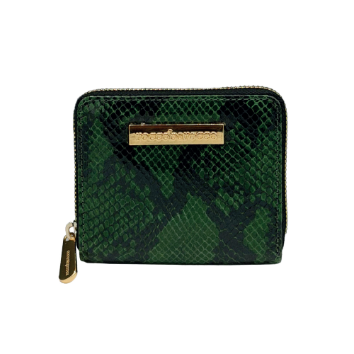 PORTAFOGLIO GREEN/SNAKE TARGA RETTANGOLARE ORO