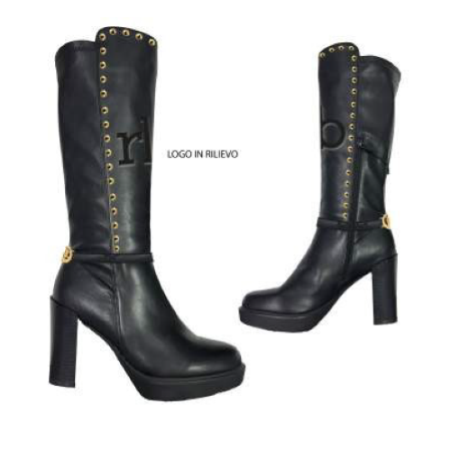 STIVALE BLACK CON BORCHIE FIBBIA LATERALE CON RB