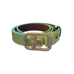 CINTURA GREEN FIBBIA GOLD BRILLANTINATA-L