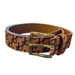 CINTURA BROWN/BLACK FIBBIA GOLD-L