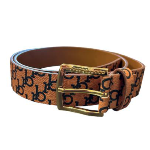 CINTURA BROWN/BLACK FIBBIA GOLD-M