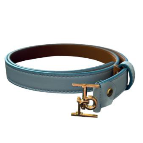CINTURA BLUE CON RB VERTICALE FIBBIA GOLD-L