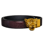 CINTURA BROWN CON FIBBIA LEOPARD GOLD-M