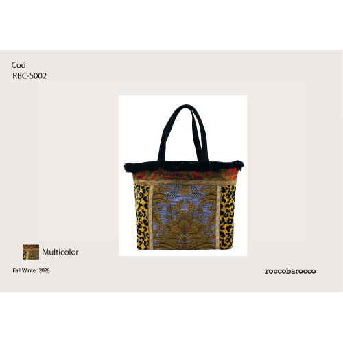 BORSA MULTICOLOR CON STAMPA LEOPARD LATERALE DOPPIO MANICO