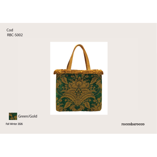 BORSA GREEN/GOLD DOPPIO MANICO