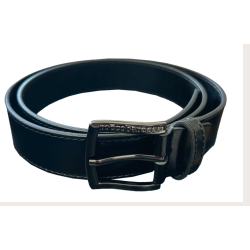 CINTURA BLACK FIBBIA PEWTER-L