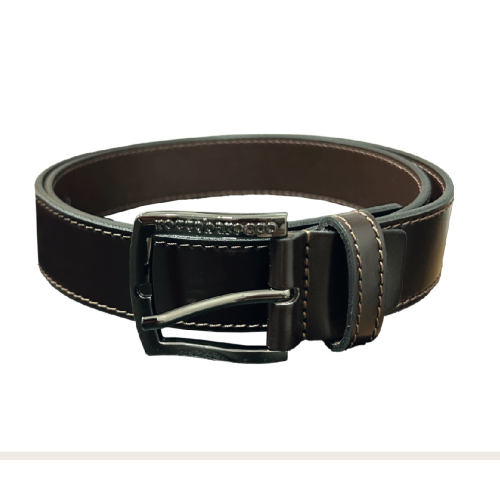 CINTURA BROWN FIBBIA PEWTER-XL