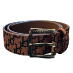 CINTURA BROWN/BLACK FIBBIA SILVER-L