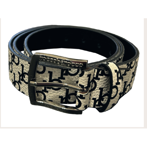 CINTURA WHITE/BLACK FIBBIA SILVER-M