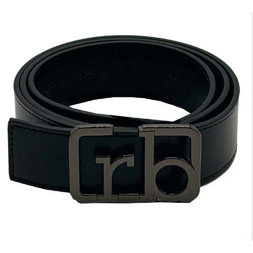 CINTURA BLACK RB ORRIZZONTALE FIBBIA GOLD-L