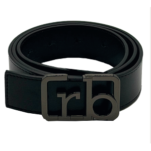 CINTURA BLACK RB ORRIZZONTALE FIBBIA GOLD-M
