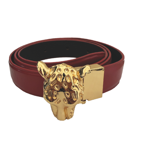 CINTURA BLACK  FIBBIA LEOPARD GOLD-XL