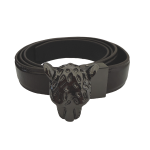 CINTURA BLACK  FIBBIA LEOPARD PEWTER-M