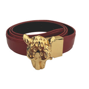 CINTURA BLUE  FIBBIA LEOPARD GOLD-M