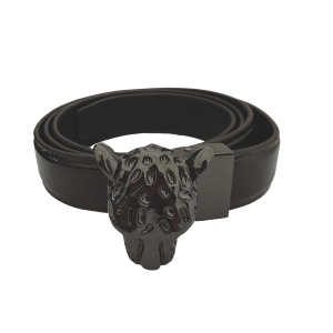 CINTURA BLUE  FIBBIA LEOPARD PEWTER-XL