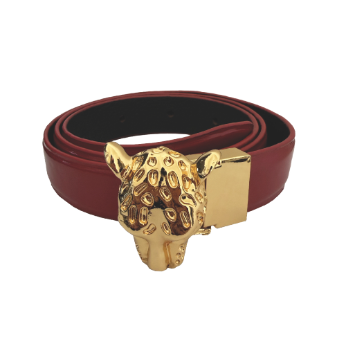 CINTURA BROWN  FIBBIA LEOPARD GOLD-L