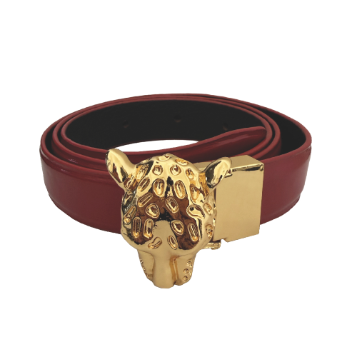 CINTURA BROWN  FIBBIA LEOPARD GOLD NO RB-XXL