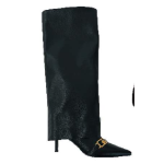 STIVALE BLACK RISVOLTO CON FIBBIA GOLD