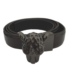 CINTURA RED/BLACK FIBBIA LEOPARD PEWTER-M