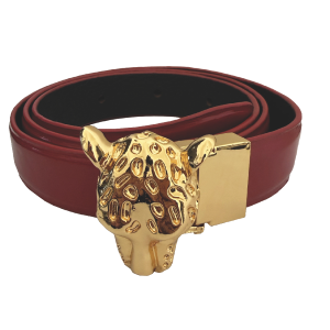CINTURA RED/SNAKE FIBBIA LEOPARD GOLD-M