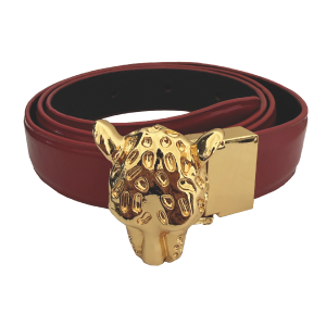 CINTURA WHITE/SNAKE CON FIBBIA LEOPARD GOLD-M