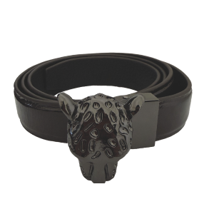 CINTURA WHITE/SNAKE CON FIBBIA LEOPARD PEWTER-L