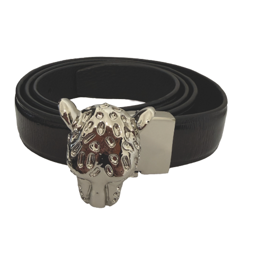 CINTURA WHITE/SNAKE CON FIBBIA LEOPARD SILVER-L