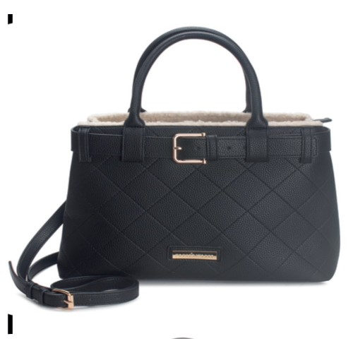 BORSA GREEN CON CINTURINO AVANTI E PELLICCIA BEIGE INTERNA