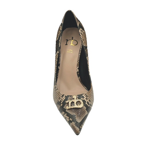 DECOLLETTE BROWN/ SNAKE CON ACCESSORIO RB GOLD 