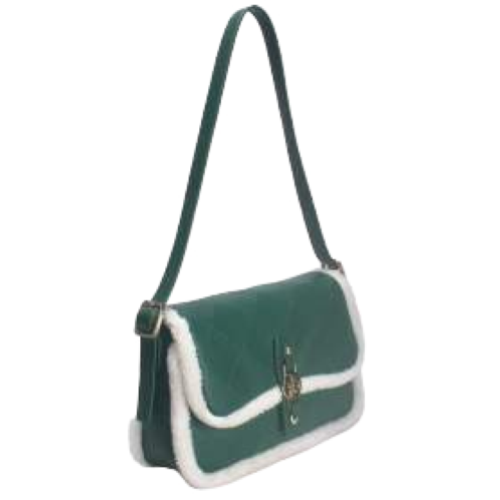 BORSA GREEN CON PELLICCIA AI BORDI E SOLO TRACOLLA