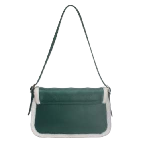 BORSA GREEN CON PELLICCIA AI BORDI E SOLO TRACOLLA