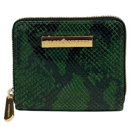 PORTAFOGLIO BROWN SNAKE TARGA RETTANGOLARE ORO