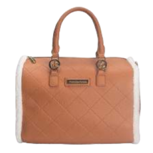 BORSA BAULETTO GREEN CON DOPPIO MANICO E PELLICCIA AI BORDI