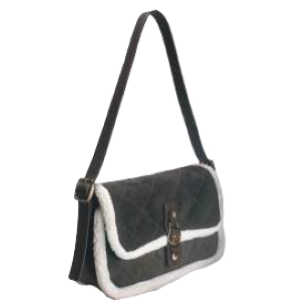 BORSA COFFEE CAMOSCIO CON PELLICCIA BEIGE AI BORDI E SOLO TRACOLLA