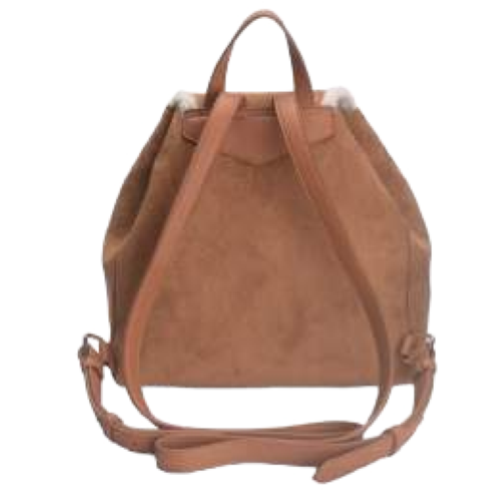 ZAINO BROWN CAMOSCIO BORDI IN PELLICCIA BEIGE