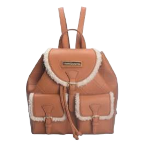 ZAINO BROWN CON BORDI IN PELLICCIA BEIGE 