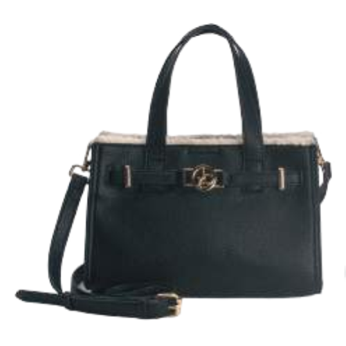 BORSA BLACK CON BORDO IN PELLICCIA BEIGE