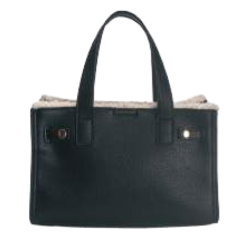 BORSA BLACK CON BORDO IN PELLICCIA BEIGE